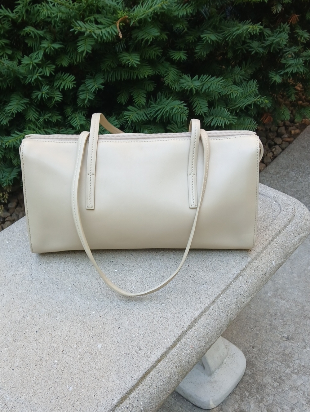Ann Taylor Loft minimalist cream baguette shoulder bag